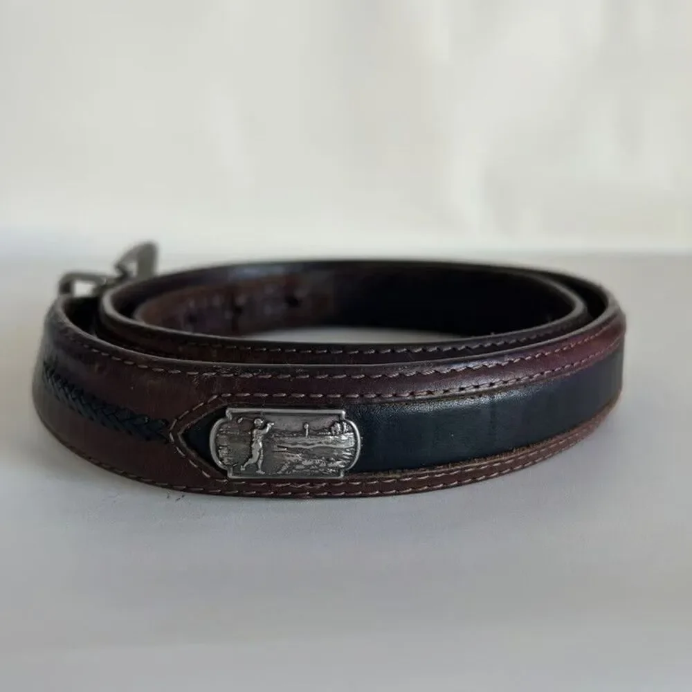 Brighton Onyx Golf Belt Mens Leather Golfer Concho Brown Black Size 38 12000